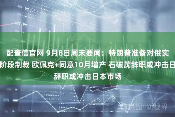 配查信官网 9月8日周末要闻:特朗普准备对俄实施第二阶段制裁 欧佩克+同意10月增产 石破茂辞职或冲击日本市场